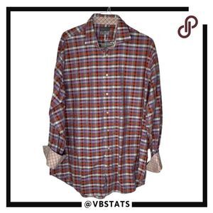 Thomas Dean XXL Orange/Pink/Gray/Black Plaid Long Sleeve Shirt (NWT)‎